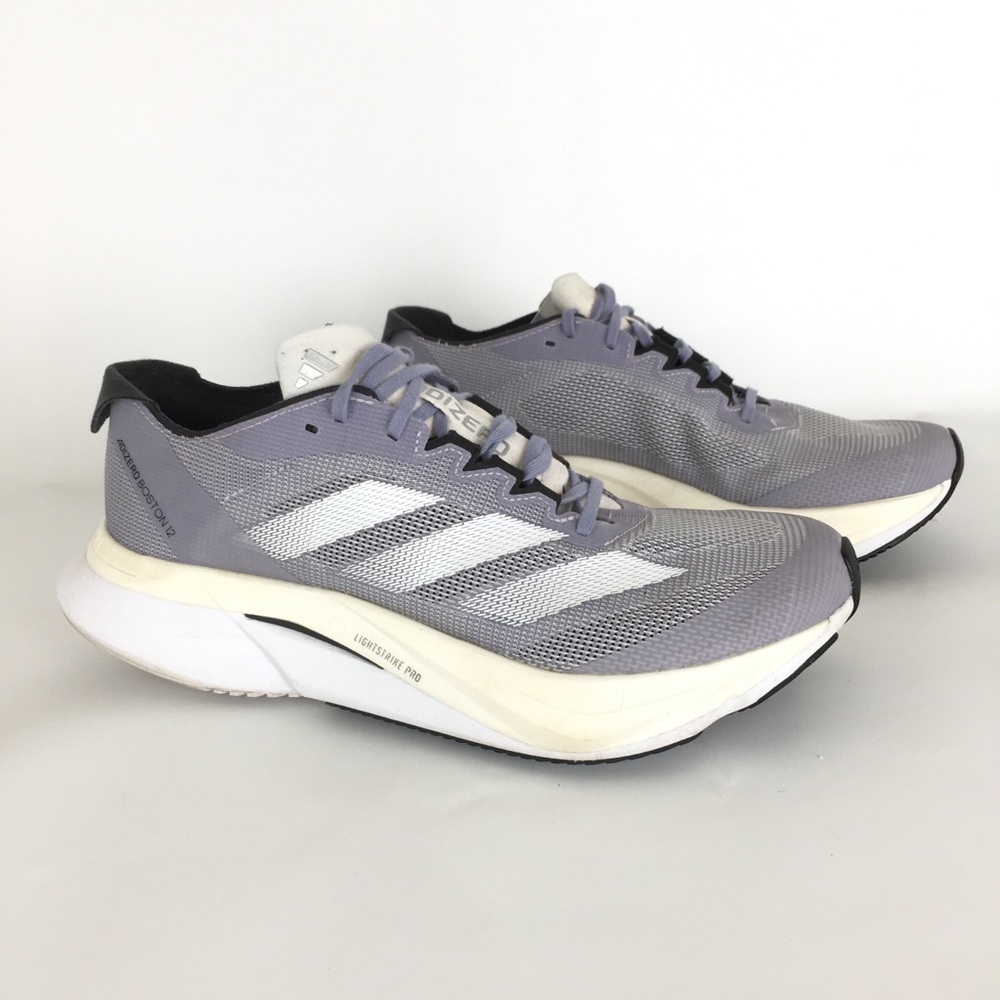ADIDAS Adizero Boston 12 Running Shoes Gray White Size 7.5 Men's Athletic Gym
